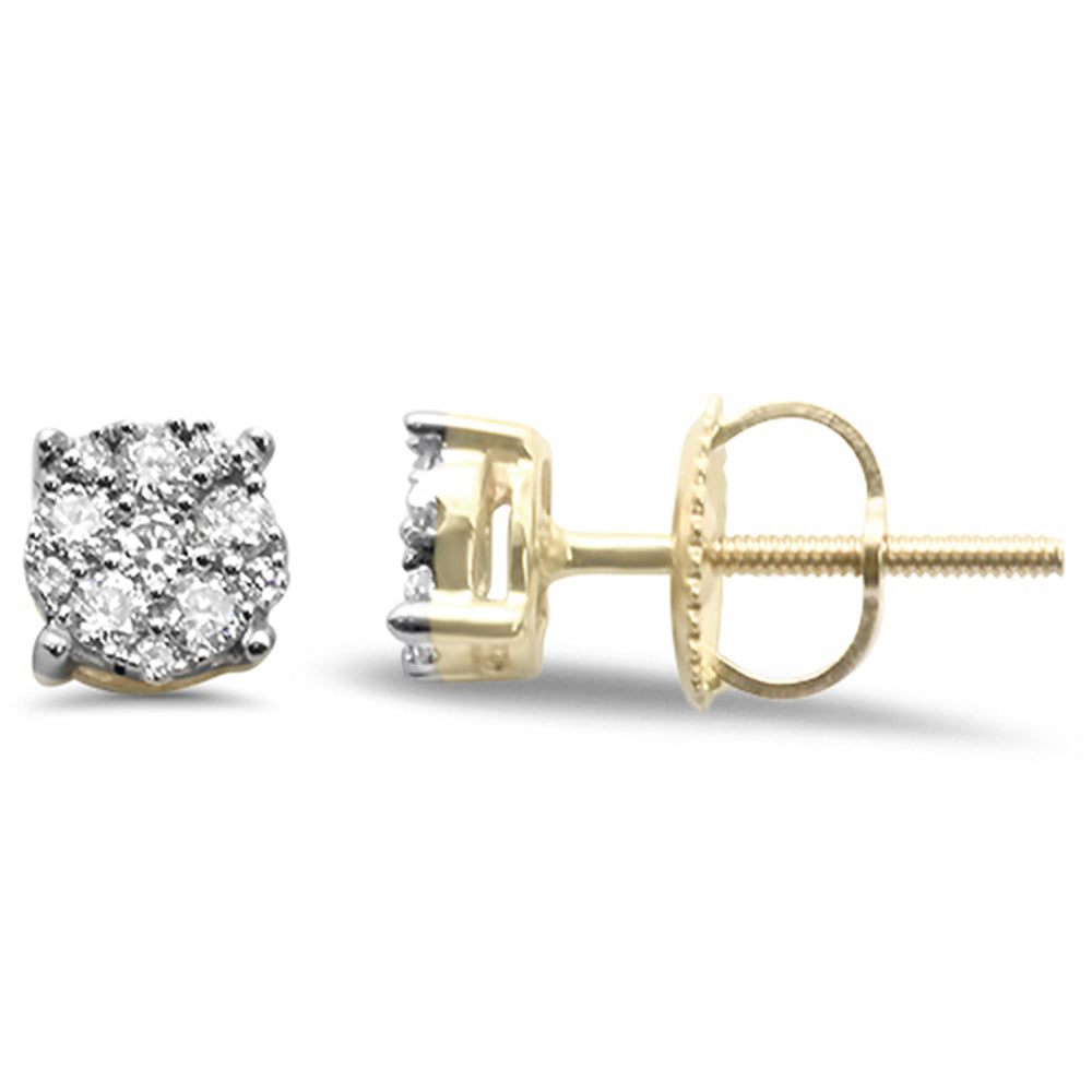 24ct G SI 14K Yellow Gold Micro Pave Diamond Stud Earrings