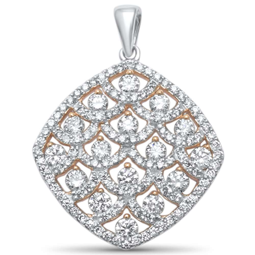 1.24ct H SI 14kt Two Tone Gold Diamond Pendant 1"