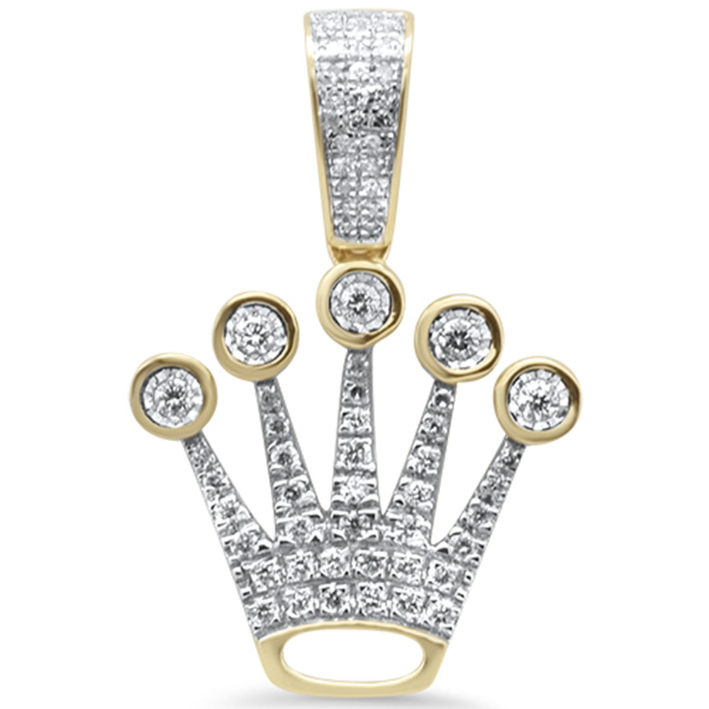 34ct G SI 10K Yellow Gold Diamond Hip Hop Iced Out Crow Logo Charm Pendant