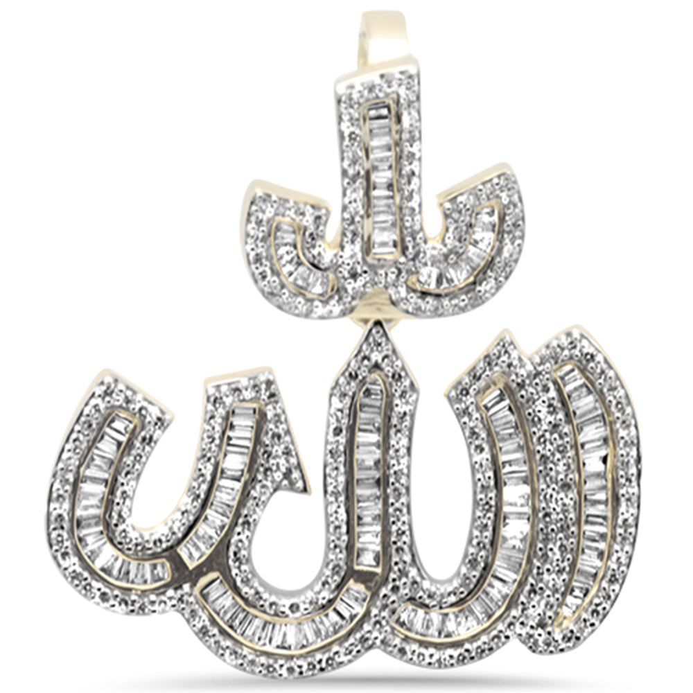 74ct G SI 10K Yellow Gold Diamond Hip Hop Custom Iced Out Allah Pendant