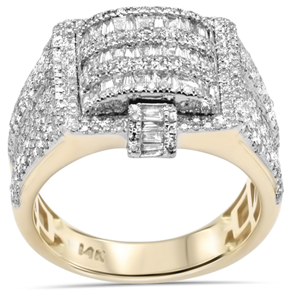 1.80ct G SI 14K Yellow Gold Diamond Round & Baguette Men's Ring Band Size 10