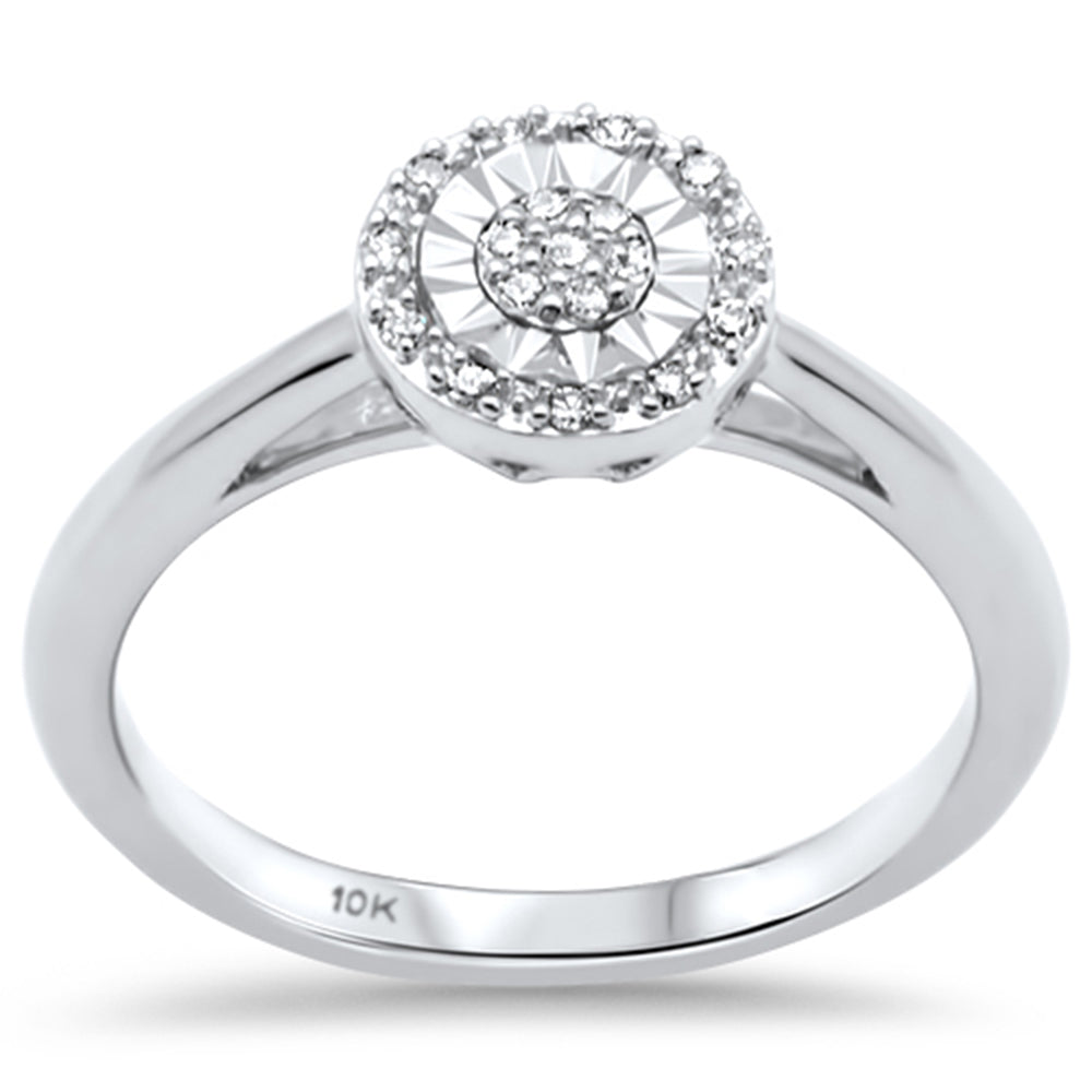 09ct G SI 10K White Gold Miracle Illusion Setting Diamond Ring Band Size 6.5