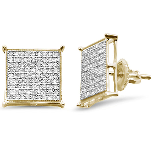 52ct G SI 10K Yellow Gold Diamond Square Micro Pave Earrings