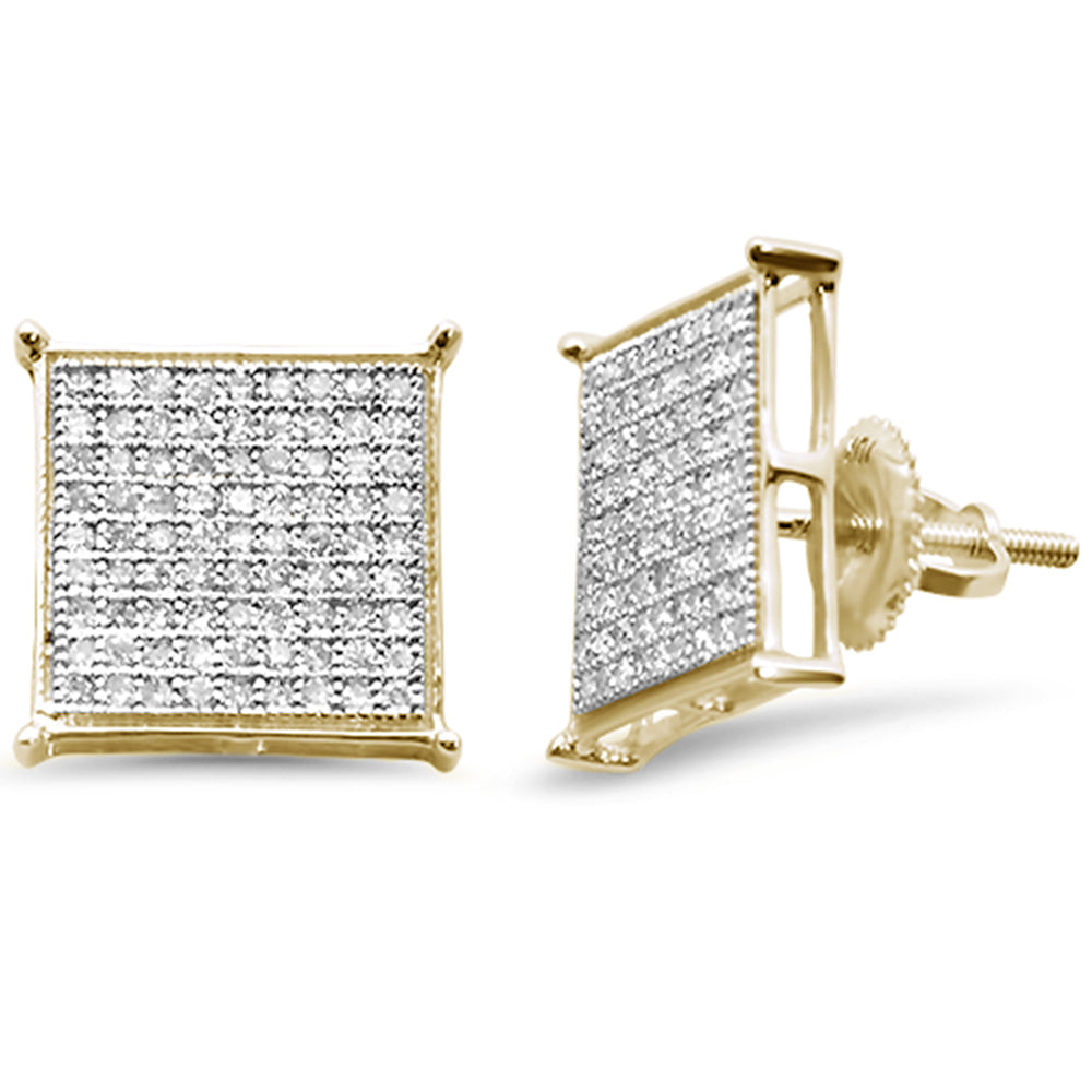 51ct G SI 14K Yellow Gold Diamond Square Micro Pave Earrings