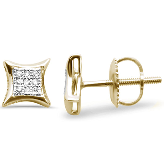 06ct G SI 10K Yellow Gold Diamond Square Micro Pave Earrings