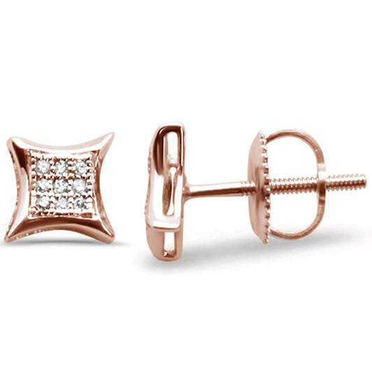 06ct G SI 10K Rose Gold Diamond Square Micro Pave Earrings