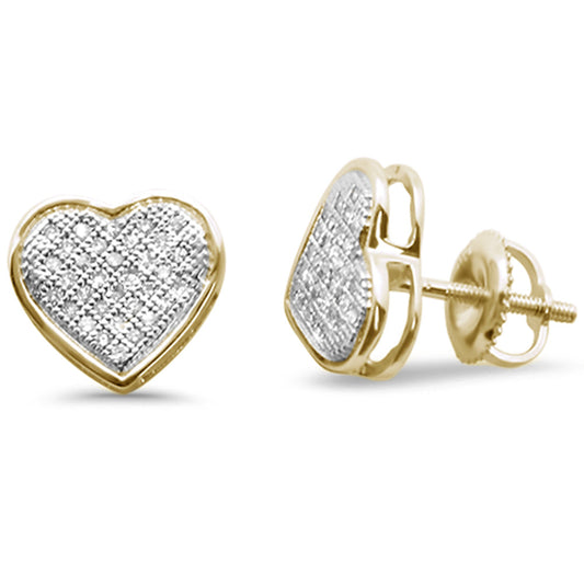 21ct G SI 10K Yellow Gold Diamond Heart Shaped Micro Pave Earrings