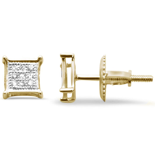 06CT G SI 10KT Yellow Gold Diamond Square Micro Pave Stud Earrings