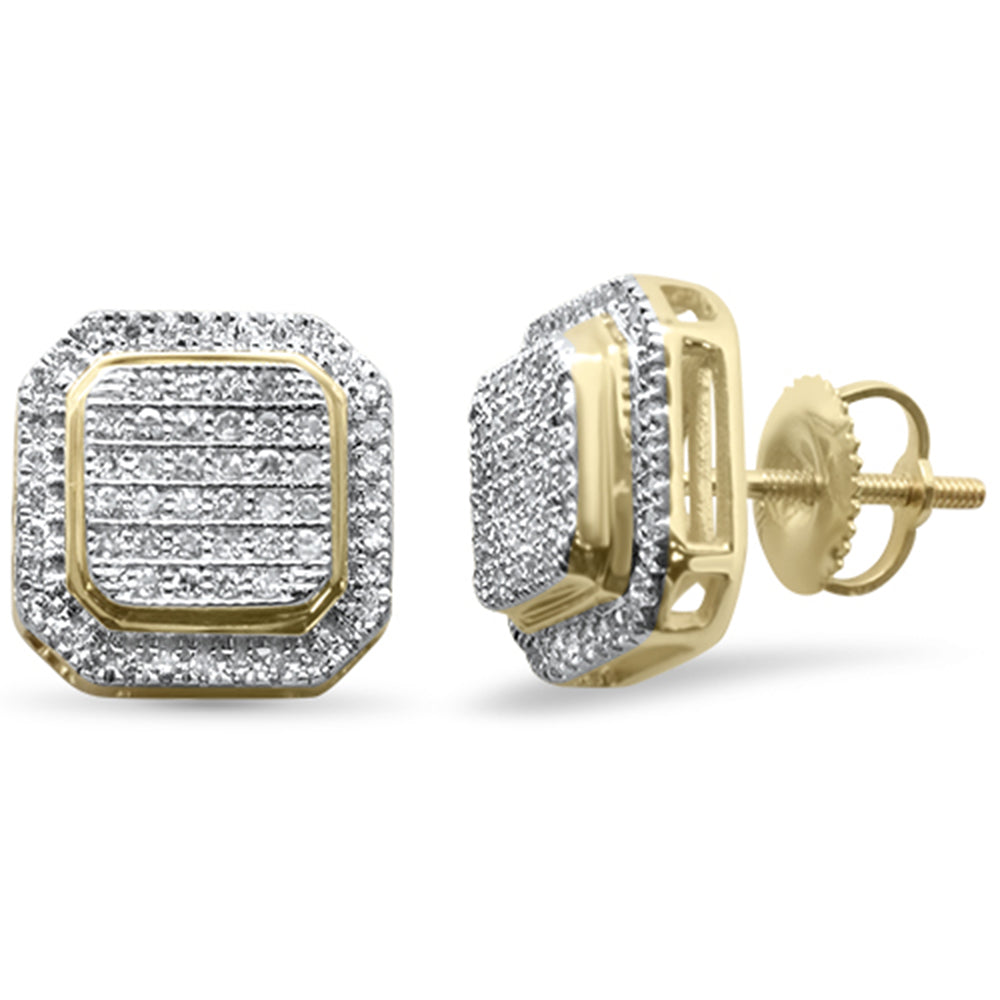 34CT G SI 10K Yellow Gold Diamond Micro Pave Stud Earrings