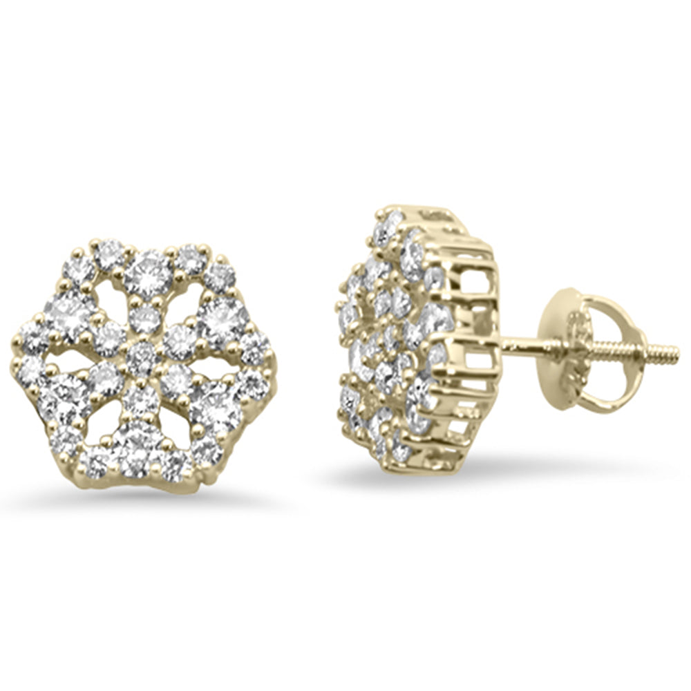 97ct G SI 14K Yellow Gold Diamond Snowflake Cluster Stud Earrings