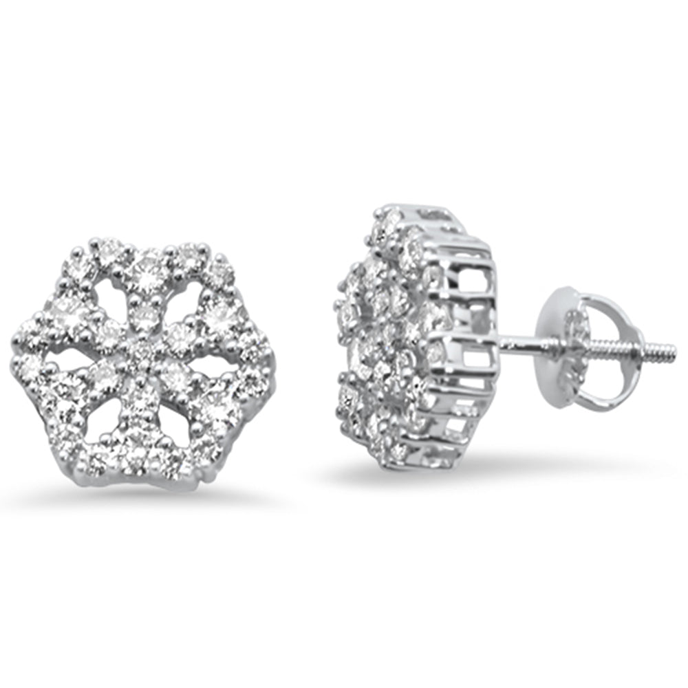 98ct G SI 14K White Gold Diamond Snowflake Cluster Stud Earrings