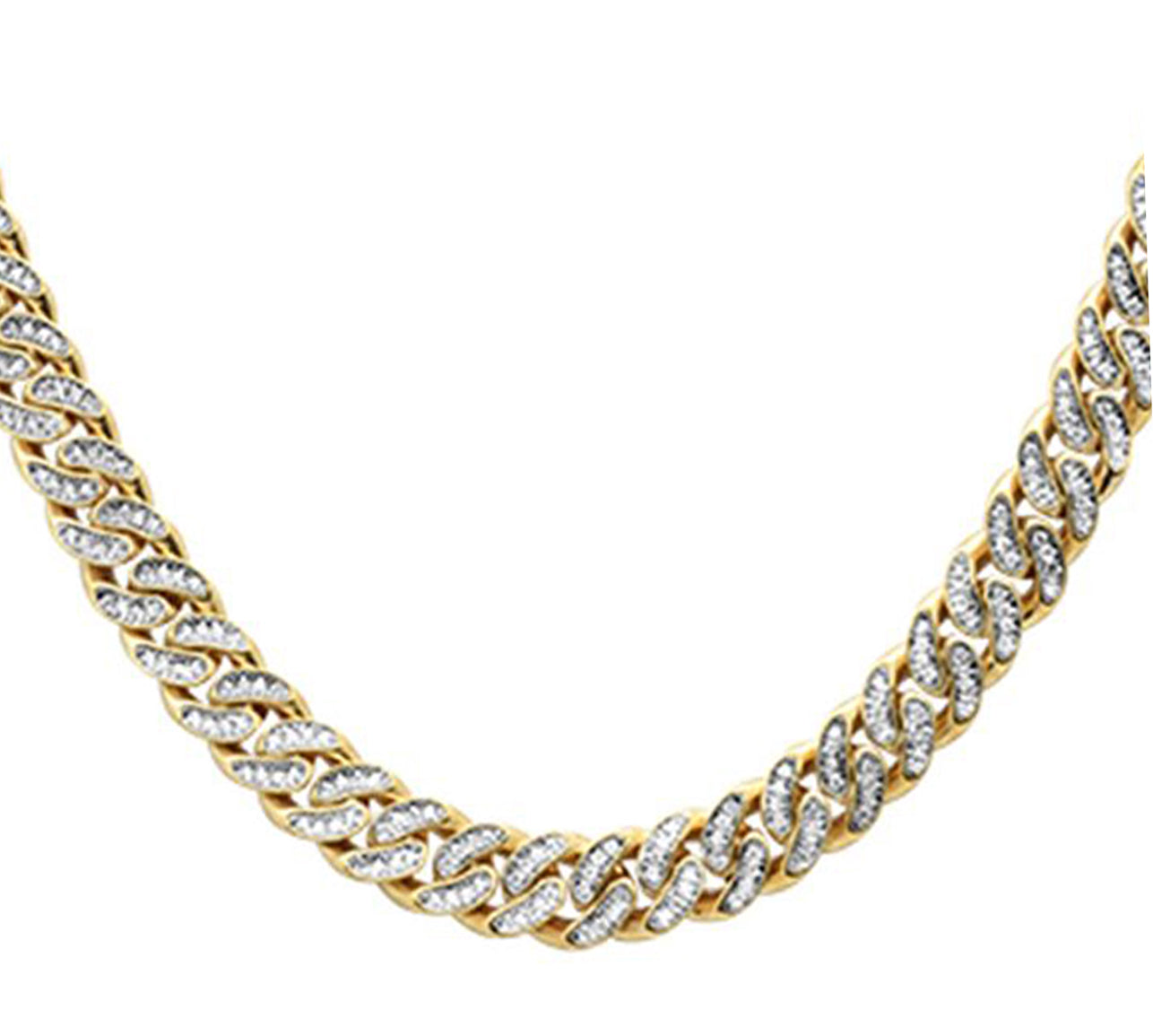 4mm 2.78ct G SI1 14k Yellow Gold Diamond Round Cuban Necklace 22"