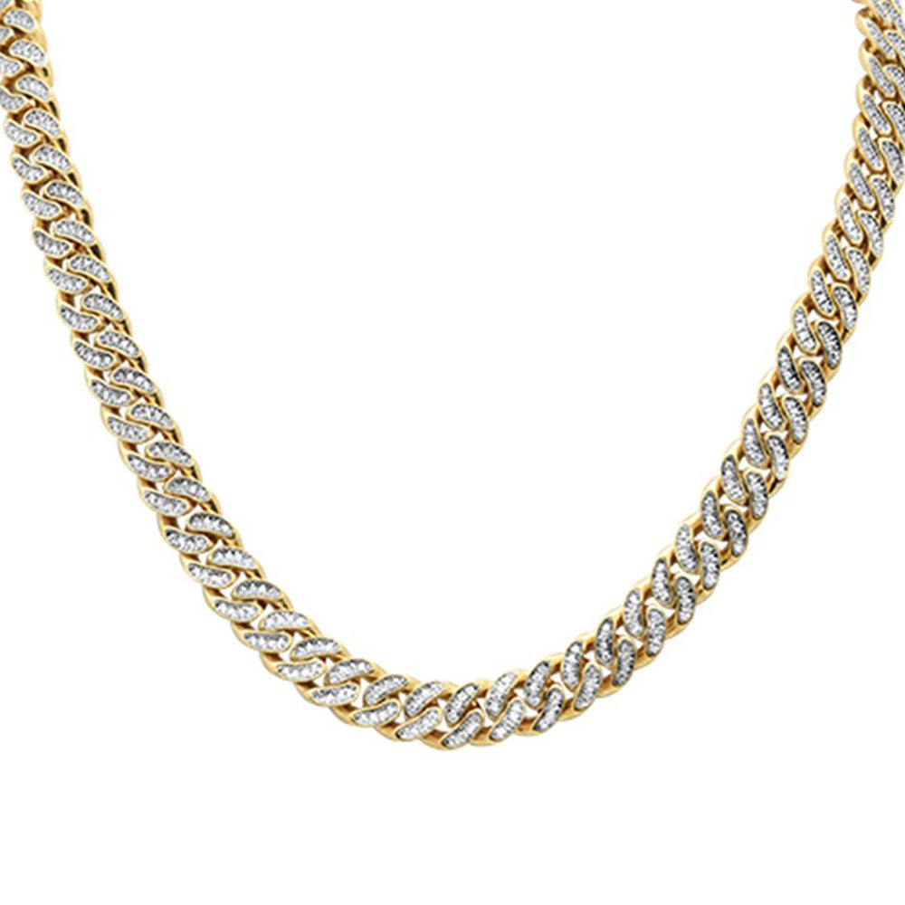 4mm 2.78ct G SI1 14k Yellow Gold Diamond Round Cuban Necklace 22"