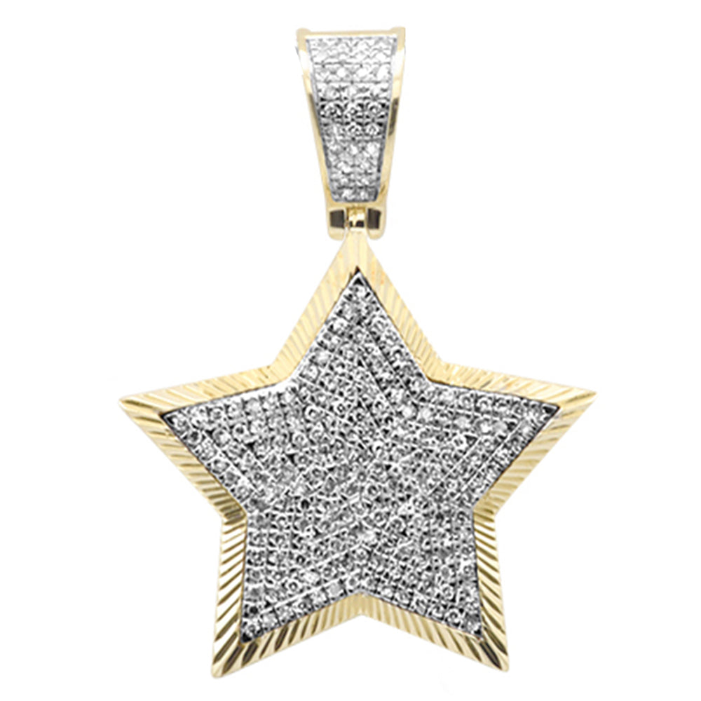 53ct G SI 10K Yellow Gold Diamond Hip Hop Micro Pave Star Charm Pendant