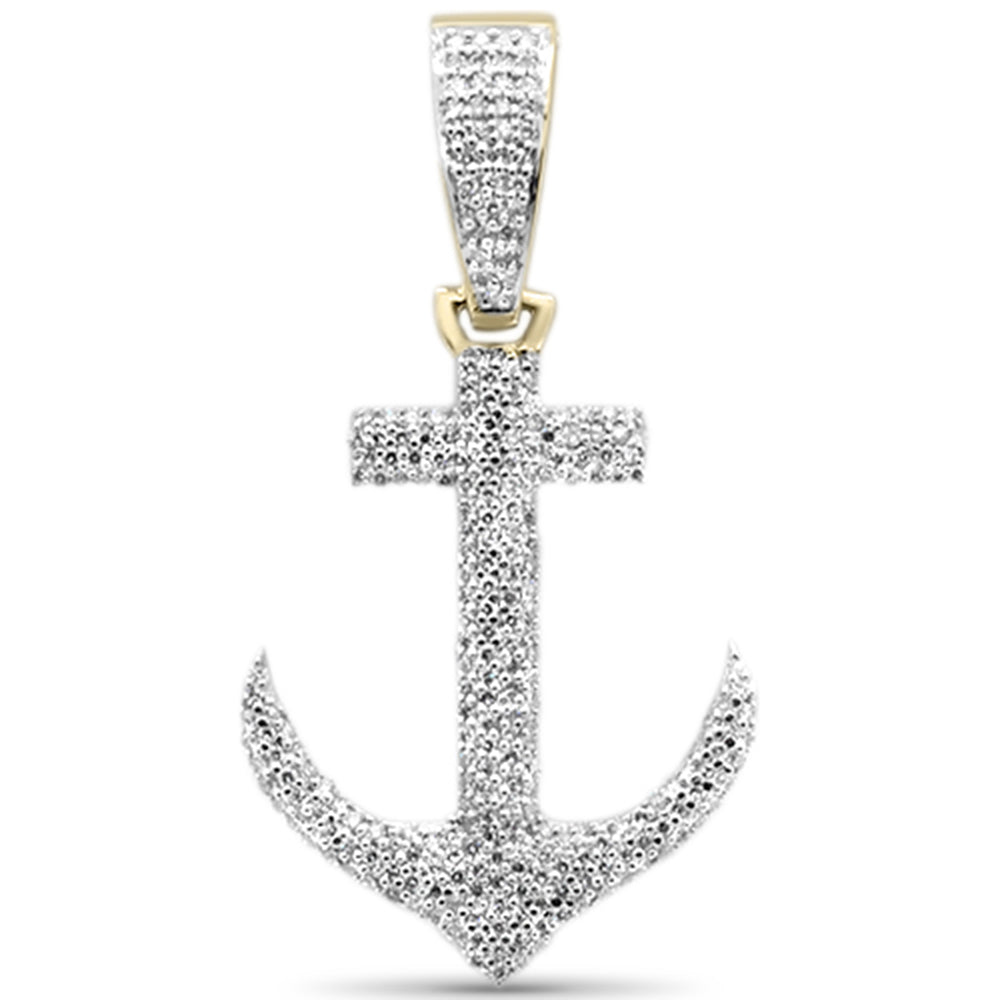 45ct G SI 10K Yellow Gold Diamond Iced Out Anchor Charm Pendant