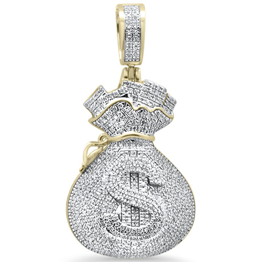 1.01ct G SI 10K Yellow Gold Diamond Hip Hop Money Bags Iced Out Charm Pendant