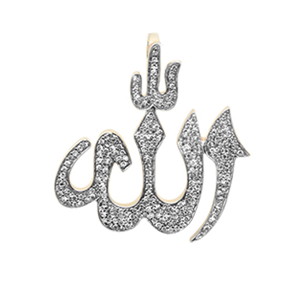 40ct G SI 10K Yellow Gold Diamond "Allah" Iced Out Custom Pendant