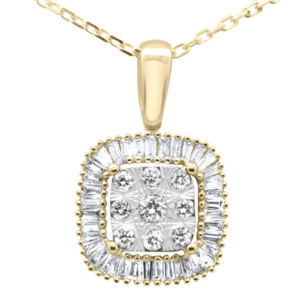 32ct G SI 14K Yellow Gold Baguette & Round Diamond Pendant