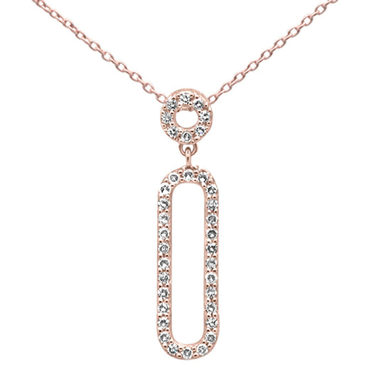 25ct G SI 14K Rose Gold Diamond Drop Pendant 18" Long Chain Included