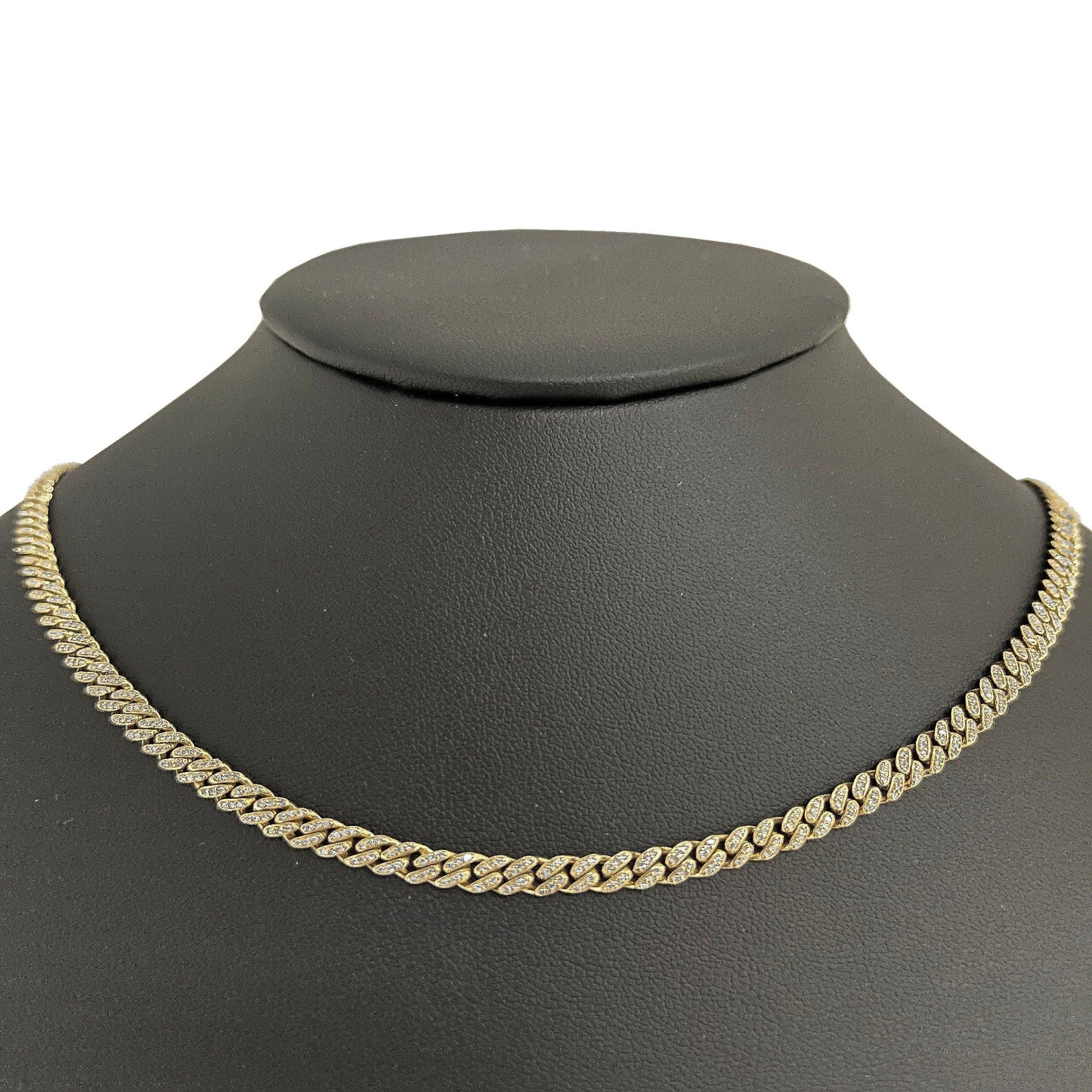 4mm 2.78ct G SI1 14k Yellow Gold Diamond Round Cuban Necklace 22"