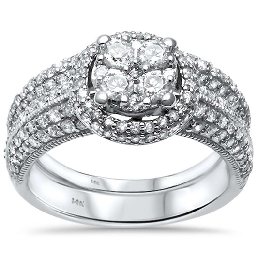 1.47ct G SI 14kt White Gold Round Diamond Engagement Bridal Ring Set Size 6.5