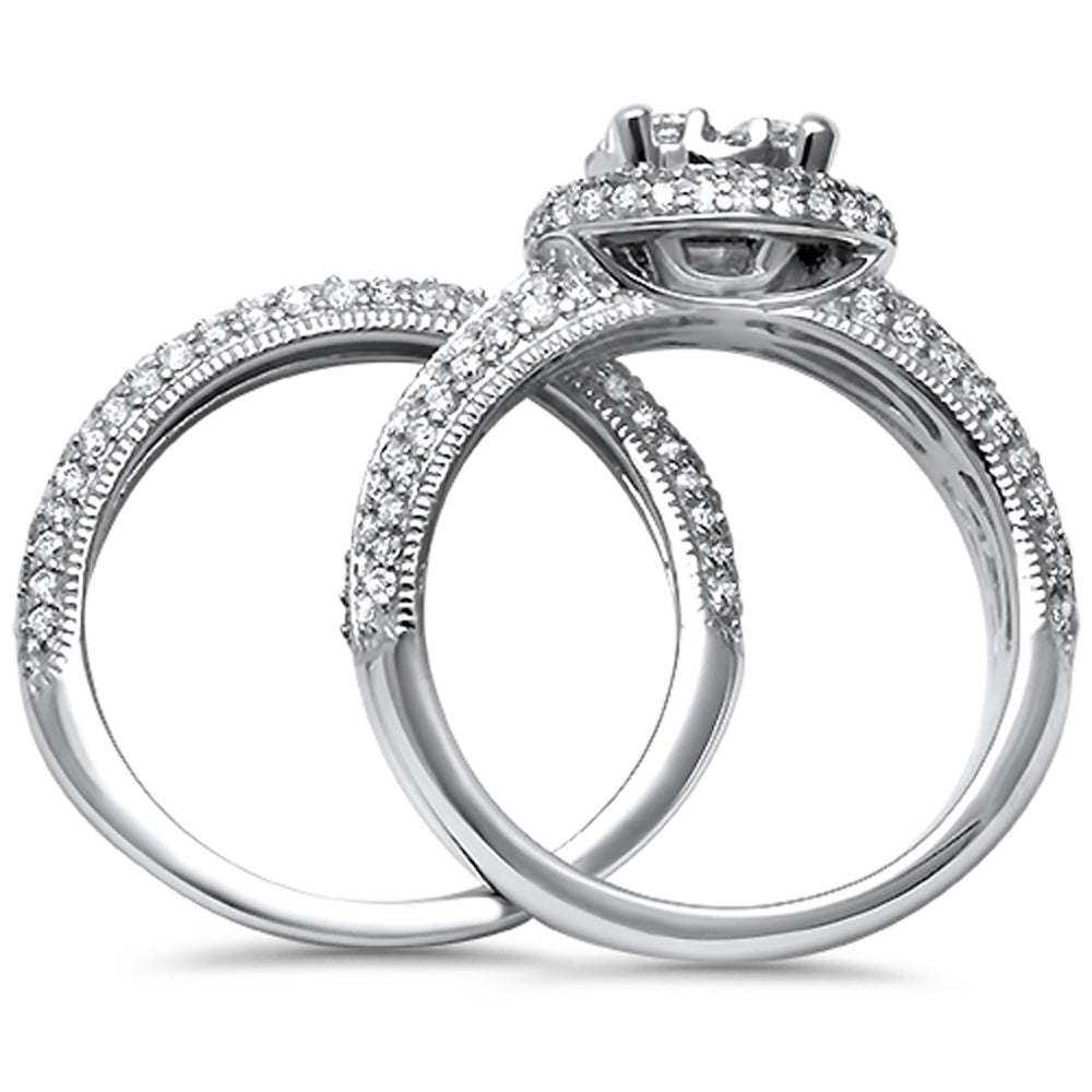 1.47ct G SI 14kt White Gold Round Diamond Engagement Bridal Ring Set Size 6.5