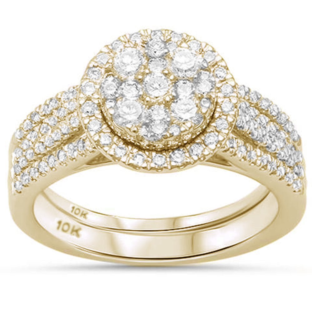 1.04ct G SI 10K Yellow Gold Round Diamond Engagement Bridal Ring Set Size 6.5