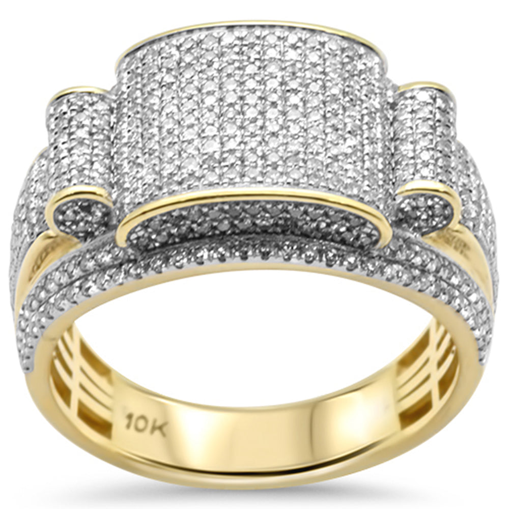 1.14ct G SI 10K Yellow Gold Diamond Men Iced Out Micro Pave Ring Size 10