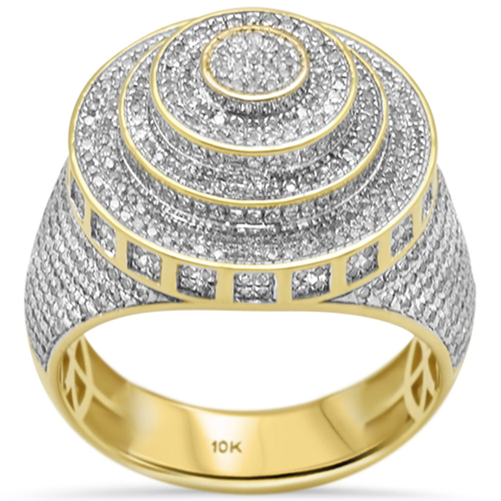 1.48ct G SI 10K Yellow Gold Men Micro Pave Diamond Fashion Ring Size 10