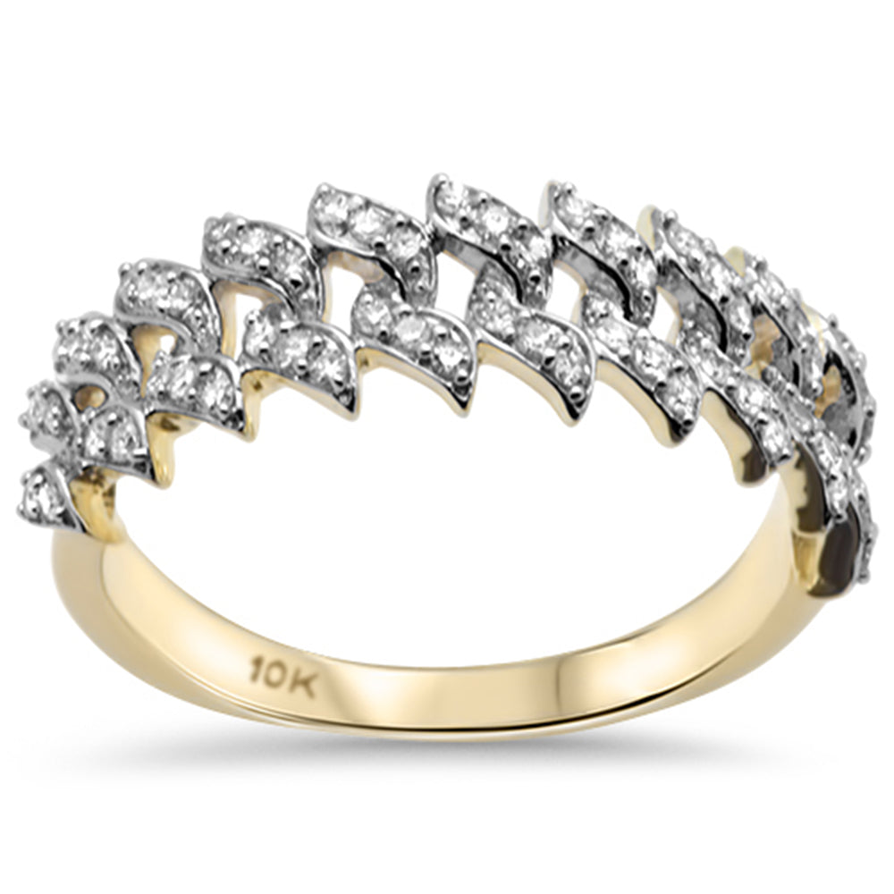 38ct G SI 10K Yellow Gold Diamond Men Cuban Link Ring Size 10