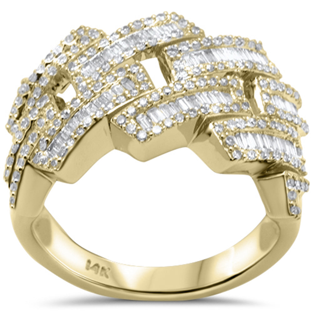 1.32ct G SI 14K Yellow Gold Round & Baguette Diamond Men's Ring