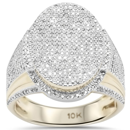 1.14ct G SI 10K Yellow Gold Oval Shaped Men Diamond Ring Band