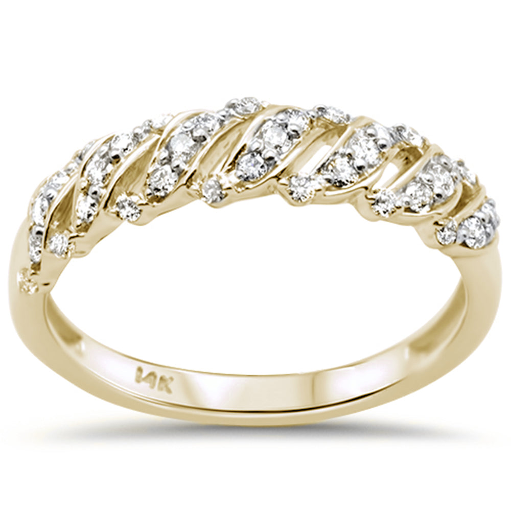 37ct G SI 14K Yellow Gold Women Round Diamond Ring Band Size 6.5