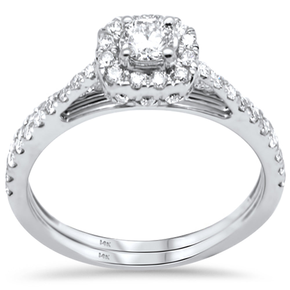 78ct G SI 14K White Gold Diamond Halo Engagement Ring Set Size 6.5